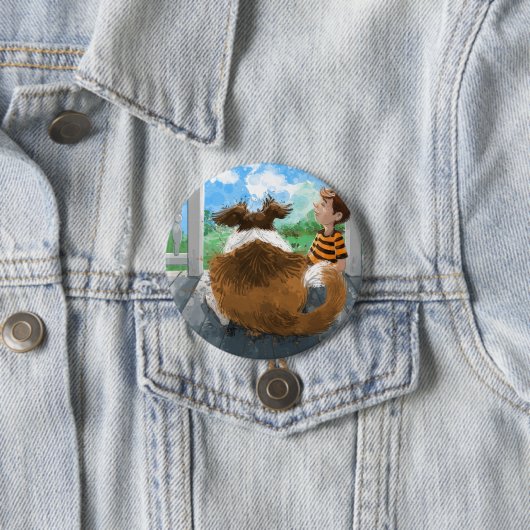 Badge Rond 7,6 Cm Sheldon et Davie Relaxing (En situation)