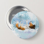 Badge Rond 7,6 Cm Sheldon le Sheltie Joue dans la Neige (Devant & derrière)