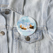 Badge Rond 7,6 Cm Sheldon le Sheltie Joue dans la Neige (En situation)