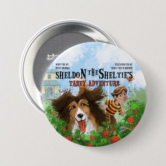 Badge Rond 7,6 Cm Sheldon the Sheltie (Devant & derrière)