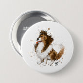 Badge Rond 7,6 Cm Sheldon the Sheltie (Devant & derrière)