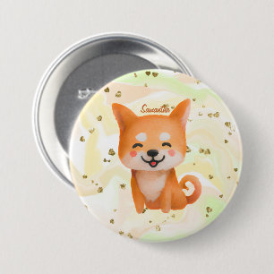 Badge Rond 7,6 Cm Shiba Inu souriant mignon