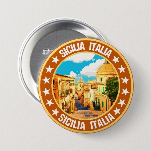 Badge Rond 7,6 Cm Sicilia (Devant & derrière)