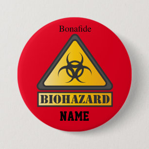 Badge Rond 7,6 Cm Signal d'avertissement de risque biologique amusan
