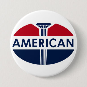 Badge Rond 7,6 Cm Signe américain de station service. Version plate