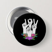 Badge Rond 7,6 Cm Signe main ASL de l'enseignant (Devant & derrière)