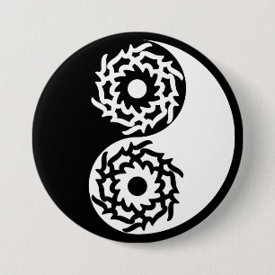 Badge Rond 7,6 Cm Signe yin et yang noir et blanc