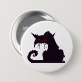 Badge Rond 7,6 Cm Silhouette de chat noir malin avec yeux rouges (Devant & derrière)