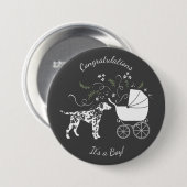 Badge Rond 7,6 Cm Silhouette de chien Baby shower dalmate (Devant & derrière)