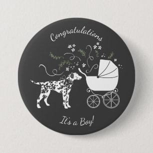 Badge Rond 7,6 Cm Silhouette de chien Baby shower dalmate