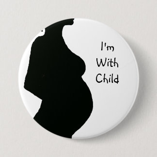 Badge Rond 7,6 Cm Silhouette de femme enceinte - avec Chld