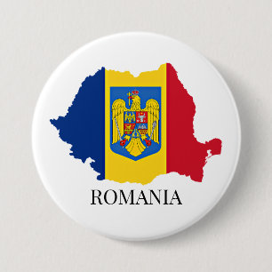 Badge Rond 7,6 Cm Silhouette de la Roumanie, étiquetée,