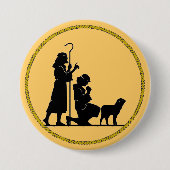 Badge Rond 7,6 Cm Silhouette des bergers de Noël (Devant)