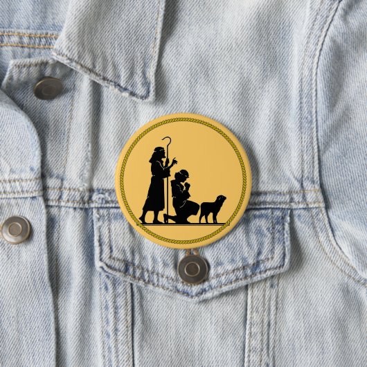 Badge Rond 7,6 Cm Silhouette des bergers de Noël (En situation)