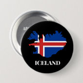 Badge Rond 7,6 Cm Silhouette d'Islande, drapeau, (Devant & derrière)