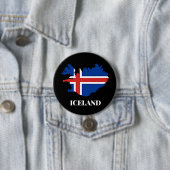 Badge Rond 7,6 Cm Silhouette d'Islande, drapeau, (En situation)