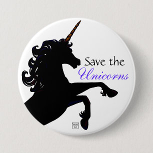 Badge Rond 7,6 Cm Silhouette Unicorne