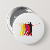 Badge Rond 7,6 Cm Silhouettes de Golfer (Devant & derrière)
