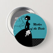 Badge Rond 7,6 Cm Silhouettez la mère de jeune mariée du bouton de (Devant & derrière)