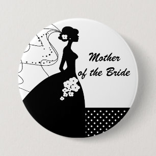 Badge Rond 7,6 Cm Silhouettez la mère de jeune mariée du bouton de