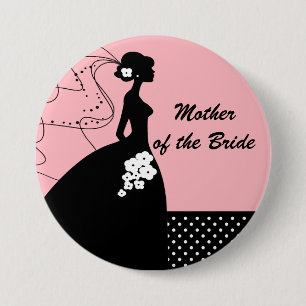 Badge Rond 7,6 Cm Silhouettez la mère de jeune mariée du bouton de
