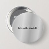 Badge Rond 7,6 Cm Silver Grey Professionnel Unique Classique Simple (Devant & derrière)