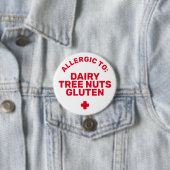 Badge Rond 7,6 Cm Simple Blanc Rouge Médicale Alerte Allergie alimen (En situation)