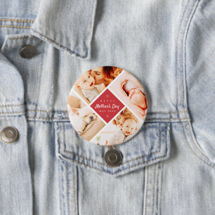 Badge Rond 7,6 Cm Simple moderne Joyeux Fête des Mères Photo personn