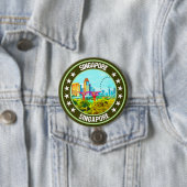 Badge Rond 7,6 Cm Singapour (En situation)
