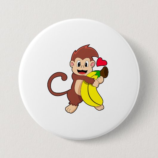 Badge Rond 7,6 Cm Singe à la banane (Devant)