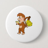 Badge Rond 7,6 Cm Singe avec bananes (Devant)