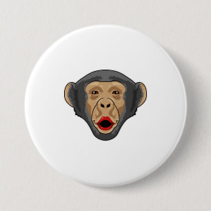 Badge Rond 7,6 Cm Singe avec bouche baisée