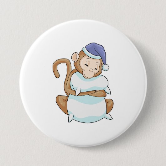 Badge Rond 7,6 Cm Singe avec Coussin et tête de lit (Devant)
