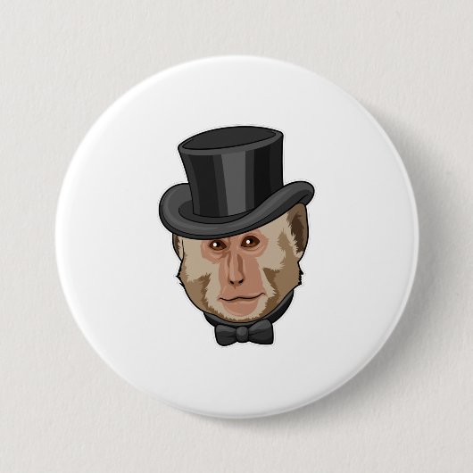 Badge Rond 7,6 Cm Singe avec Cylindre (Devant)