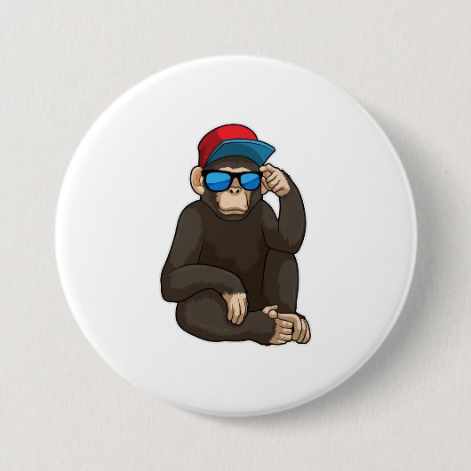 Badge Rond 7,6 Cm Singe avec lunettes de soleil (Devant)