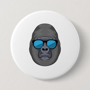 Badge Rond 7,6 Cm Singe avec lunettes de soleil