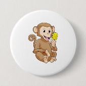 Badge Rond 7,6 Cm Singe avec Popsicle (Devant)