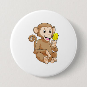 Badge Rond 7,6 Cm Singe avec Popsicle