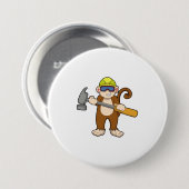 Badge Rond 7,6 Cm Singe comme artisan avec marteau (Devant & derrière)