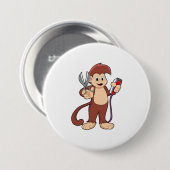 Badge Rond 7,6 Cm Singe comme coiffeur avec ciseaux et razor (Devant & derrière)