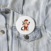 Badge Rond 7,6 Cm Singe comme coiffeur avec ciseaux et razor (En situation)