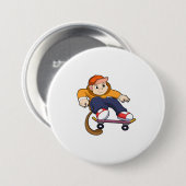 Badge Rond 7,6 Cm Singe comme patineur avec skateboard (Devant & derrière)