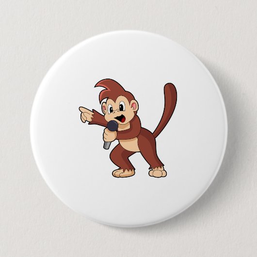 Badge Rond 7,6 Cm Singe comme Singe avec Microphone.PNG (Devant)