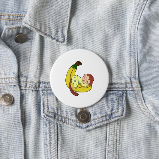 Badge Rond 7,6 Cm Singe dormant dans le pyjama (En situation)