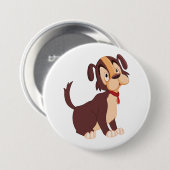 Badge Rond 7,6 Cm Sitting Brown Puppy Sweet Happy Dog (Devant & derrière)