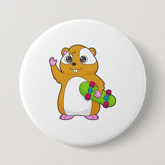 Badge Rond 7,6 Cm Skate de Hamster (Devant)