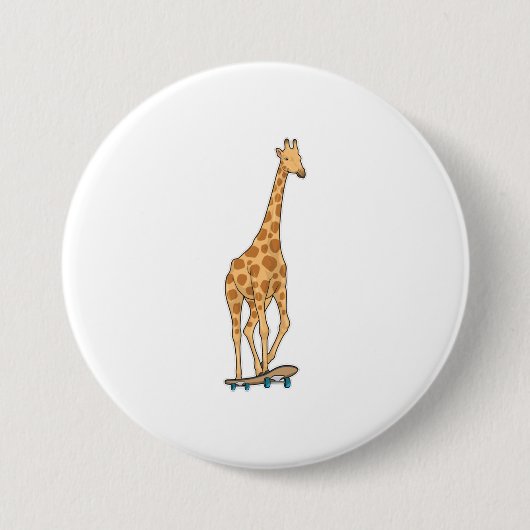 Badge Rond 7,6 Cm Skateboard girafe (Devant)