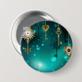 Badge Rond 7,6 Cm Skeleton Keys on Green Background (Devant & derrière)