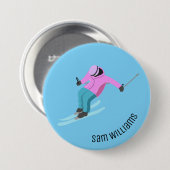 Badge Rond 7,6 Cm Ski (Devant & derrière)