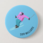 Badge Rond 7,6 Cm Ski (Devant)